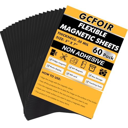 Gcfoir Flexible Magnetbögen für die Aufbewahrung von Stanzformen, 12,7 x 17,8 cm, 30 mm, nicht klebende Magnetblätter für Handwerk, Kühlschrank, Whiteboard, Magnetpapier, leicht zu schneiden, 60 Stück Gcfoir Flexible Magnetbögen für die Aufbewahrung von Stanzformen, 12,7 x 17,8 cm, 30 mm, nicht klebende Magnetblätter für Handwerk, Kühlschrank, Whiteboard, Magnetpapier, leicht zu schneiden, 60 Stück von GcFoir