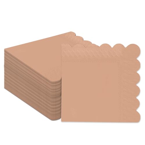 Gcardist Bohnenpastefarbe Cocktail Dinner Servietten 5x5inch Einweggetränk, Hochzeit, Geburtstagsfeier Dessert Welle Papierservietten (120 Count) von Gcardist