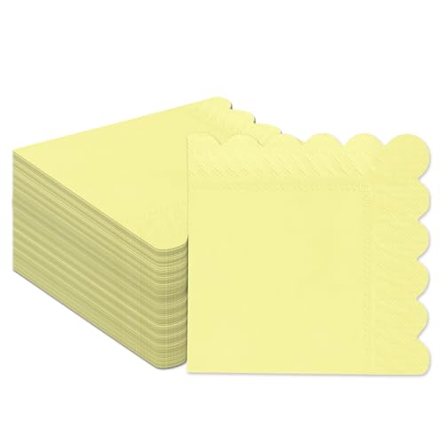 Gcardist Elegantes Gelb Cocktail Dinner Servietten 5x5inch Einweggetränk, Hochzeit, Geburtstagsfeier Dessert Welle Papierservietten (120 Count) von Gcardist