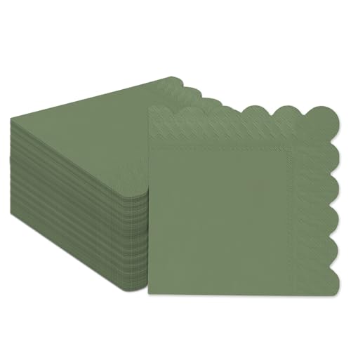 Gcardist Graues Erbsengrün Cocktail Dinner Servietten 5x5inch Einweggetränk, Hochzeit, Geburtstagsfeier Dessert Welle Papierservietten (120 Count) von Gcardist
