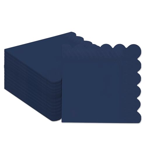 Gcardist Marineblau Cocktail Dinner Servietten 5x5inch Einweggetränk, Hochzeit, Geburtstagsfeier Dessert Welle Papierservietten (120 Stück) von Gcardist