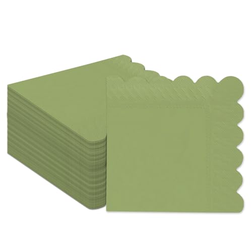 Gcardist Matcha-Grün Cocktail Dinner Servietten 5x5inch Einweggetränk, Hochzeit, Geburtstagsfeier Dessert Welle Papierservietten (120 Count) von Gcardist