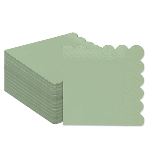 Gcardist Schilfgrün Cocktail Dinner Servietten 5x5inch Einweggetränk, Hochzeit, Geburtstagsfeier Dessert Welle Papierservietten (120 Count) von Gcardist