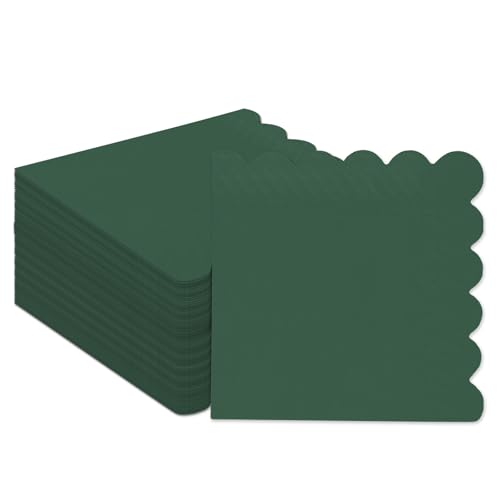 Gcardist Tiefgrün Cocktail Dinner Servietten 5x5inch Einweggetränk, Hochzeit, Geburtstagsfeier Dessert Welle Papierservietten (120 Count) von Gcardist