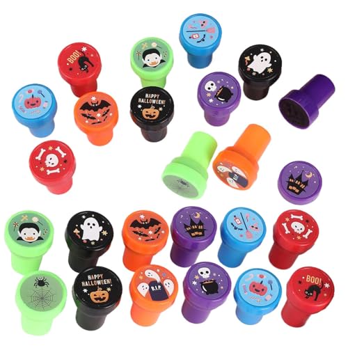 Gcerfby Halloween-Tintenstempel, Süßes oder Saures-Stempel,Verschiedene Halloween-Stempel, 24-teiliges Stempelset - Gruselige Süßes oder Saures-Partygeschenke, Cartoon-Niedliche Spielpreise für Kinder von Gcerfby