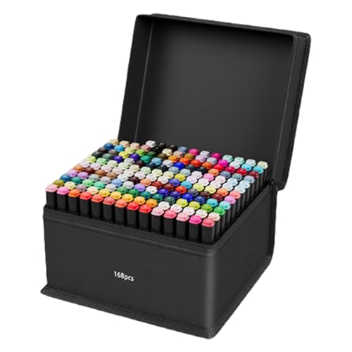 Gcerfby Marker -Stift -Set, 168 Farben Crafting -Werkzeuge Ästhetische Stifte, Alkohol Filzspitze Malvorlagen, 31x17x16 cm, einfach zu bedienen, tragbar für Manga, Design, Malen, Zeichnen Gcerfby Marker -Stift -Set, 168 Farben Crafting -Werkzeuge Ästhetische Stifte, Alkohol Filzspitze Malvorlagen, 31x17x16 cm, einfach zu bedienen, tragbar für Manga, Design, Malen, Zeichnen von Gcerfby
