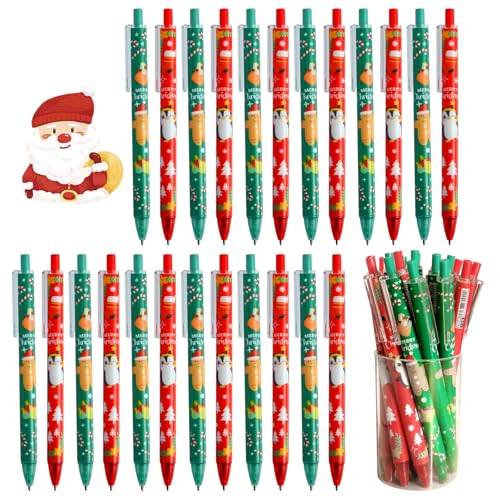 Gcffom 24 Stück Weihnachten Kugelschreiber, 0.5mm Druck-Weihnachtskugelschreiber, Weihnachten Multicolor Kugelschreiber, Weihnachtsstifte für Studenten Kinder Weihnachten Party Geschenke Bag Fillers von Gcffom