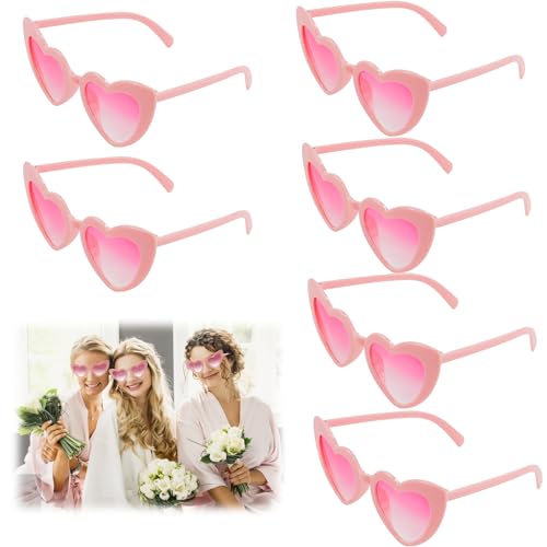 Gcffom 6 Stück Herz Sonnenbrille für Damen, Vintage Herz Sonnenbrille, 90er Jahre Hippie Brille, Team Braut Herz Brille, JGA Partybrillen für Urlaub, Party, Hochzeit, Karneval Gcffom 6 Stück Herz Sonnenbrille für Damen, Vintage Herz Sonnenbrille, 90er Jahre Hippie Brille, Team Braut Herz Brille, JGA Partybrillen für Urlaub, Party, Hochzeit, Karneval von Gcffom