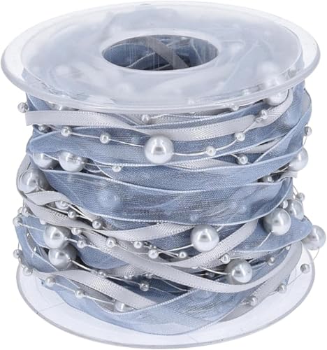 Gcljlmy 10 Meter Perlen Spitzenbordüre Vintage Perlenband Spitzenborte Spitzenband Perle Halskette Perlengirlande (Grau,Einheitsgröße) von Gcljlmy