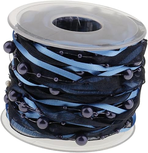 Gcljlmy 10 Meter Perlen Spitzenbordüre Vintage Perlenband Spitzenborte Spitzenband Perle Halskette Perlengirlande (Marine,One Size) von Gcljlmy