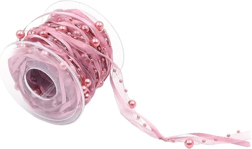Gcljlmy 10 Meter Perlen Spitzenbordüre Vintage Perlenband Spitzenborte Spitzenband Perle Halskette Perlengirlande (Rosa,10 Meters) von Gcljlmy