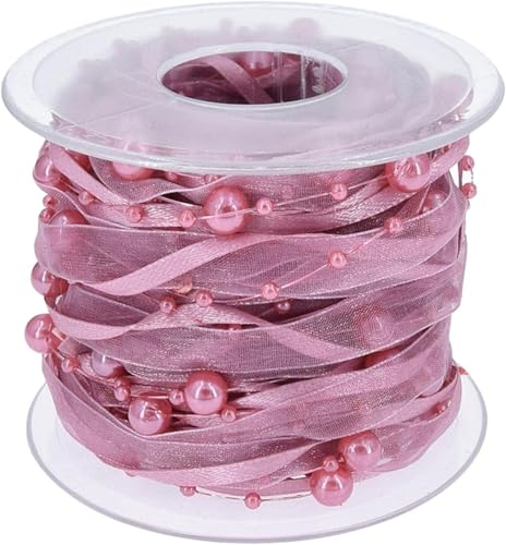 Gcljlmy 10 Meter Perlen Spitzenbordüre Vintage Perlenband Spitzenborte Spitzenband Perle Halskette Perlengirlande (Rosa,Einheitsgröße) von Gcljlmy