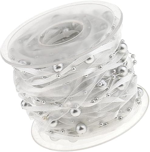 Gcljlmy 10 Meter Perlen Spitzenbordüre Vintage Perlenband Spitzenborte Spitzenband Perle Halskette Perlengirlande (Silber,Einheitsgröße) von Gcljlmy