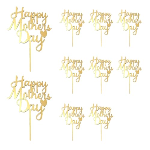Gcljlmy 10 Stück „Happy Mother's Day“-Kuchenaufsätze, Cupcake-Aufsätze, doppelseitige Acrylstäbe, Muttertag-Kuchenaufsätze für Mama, Partygeschenke von Gcljlmy
