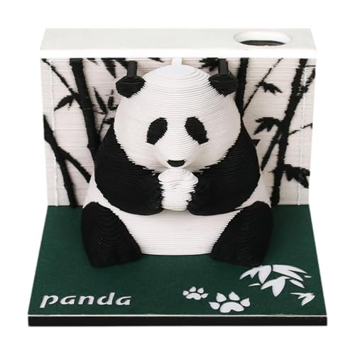 Gcljlmy 2025 Schreibtischkalender Haftnotizen Papierschnitzkunst Zeitmesser Kalender Panda DIY Notizen Notizblock für Home Desk Desktop Dekoration (B) von Gcljlmy