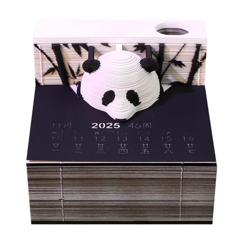 Gcljlmy 2025 Schreibtischkalender Haftnotizen Papierschnitzkunst Zeitmesser Kalender Panda DIY Notizen Notizblock für Home Desk Desktop Dekoration (C) von Gcljlmy