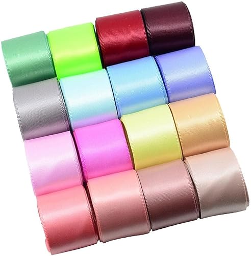 Gcljlmy 3 Arten Material, Gewebe Schleifenband Gewebeband Geschenkband Satinband Schleifenband für Geschenkverpackung Deko Haarschleife DIY (16 Stück 1 Yard) von Gcljlmy