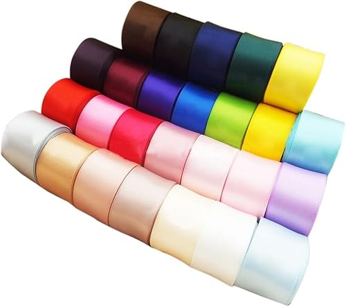 Gcljlmy 3 Arten Material, Gewebe Schleifenband Gewebeband Geschenkband Satinband Schleifenband für Geschenkverpackung Deko Haarschleife DIY (24 Stück 1 Yard) von Gcljlmy