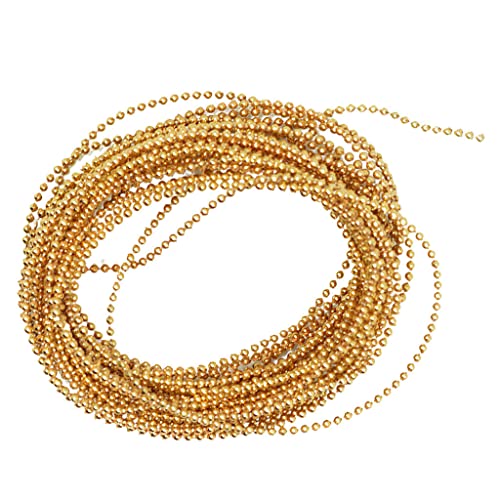 Gcljlmy 5 Meter Perlenband Perle Halskette Perlengirlande Perlenschnur Mini-Perlen Schmucksteine für Nageldesign Dekoration (Gold) von Gcljlmy