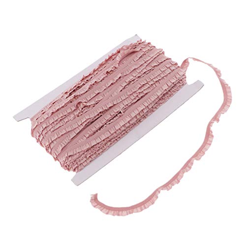Gcljlmy 50 Yards Elastische Zierband Rüschen Rüschenband 18mm für Haarband, Maskenband, DIY schneidern (Rosa 2) von Gcljlmy