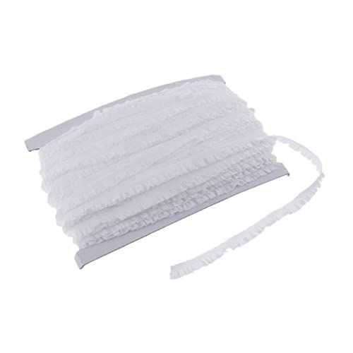 Gcljlmy 50 Yards Elastische Zierband Rüschen Rüschenband 18mm für Haarband, Maskenband, DIY schneidern (Weiß) von Gcljlmy