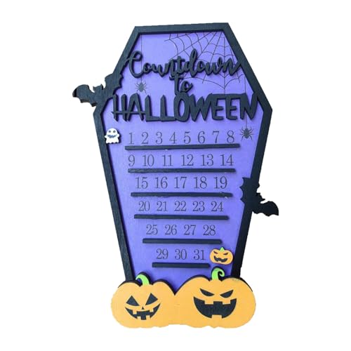 Gcljlmy Halloween Dekor Ornament Advent Kalender Festliche Geschenk Holz Handwerk Display Stück für Hause von Gcljlmy