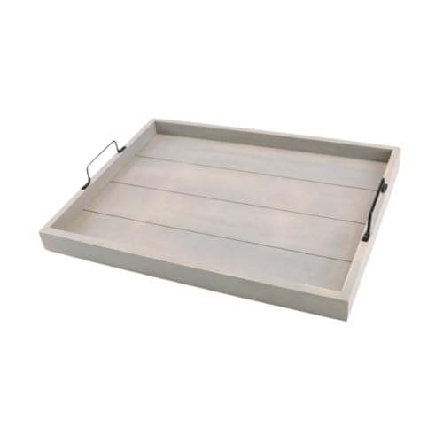 Gcljlmy Holz-Serviertablett mit Griffen, dekorativ, rechteckig, elegant für Abendessen, Servierbrett, Servierplatte für Schlafzimmer, Kommode (Grau) von Gcljlmy