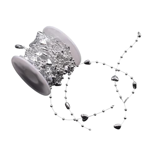 Gcljlmy Künstliche Perlen String, Runde Perlengirlande, 10m Perlenkette Deko Angelschnur, Artificial Beads String für DIY Handwerk Haarschmuck Weihnachtsbaum Tischdeko Hochzeit Vorhang (Silver Heart) Gcljlmy Künstliche Perlen String, Runde Perlengirlande, 10m Perlenkette Deko Angelschnur, Artificial Beads String für DIY Handwerk Haarschmuck Weihnachtsbaum Tischdeko Hochzeit Vorhang (Silver Heart) von Gcljlmy