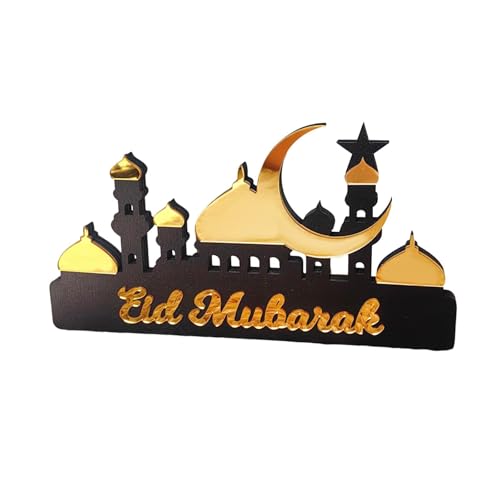 Gcljlmy Muslimischer Eid-Dekor-Kalender, Schreibtisch-Dekoration, dekoratives Handwerk, leicht, traditionell, für Freunde, Kinder, aus Holz und Acryl (Goldenes Groß) von Gcljlmy