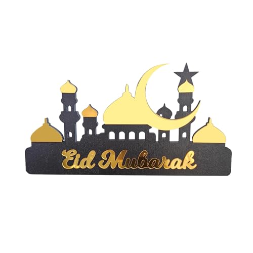 Gcljlmy Muslimischer Eid-Dekor-Kalender, Schreibtisch-Dekoration, dekoratives Handwerk, leicht, traditionell, für Freunde, Kinder, aus Holz und Acryl (Goldenes Klein) von Gcljlmy