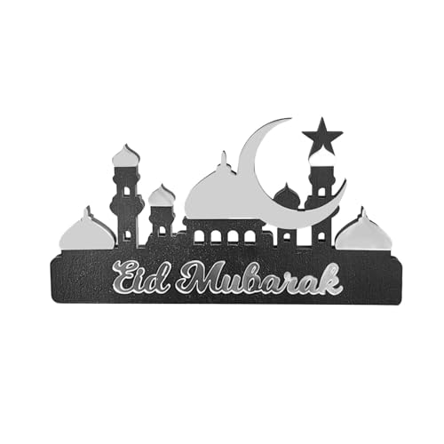 Gcljlmy Muslimischer Eid-Dekor-Kalender, Schreibtisch-Dekoration, dekoratives Handwerk, leicht, traditionell, für Freunde, Kinder, aus Holz und Acryl (Silber Groß) von Gcljlmy