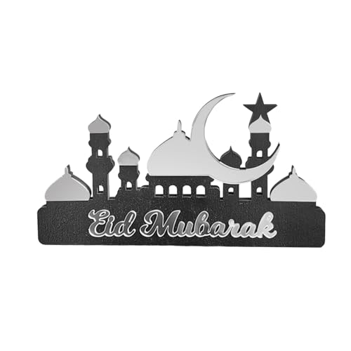 Gcljlmy Muslimischer Eid-Dekor-Kalender, Schreibtisch-Dekoration, dekoratives Handwerk, leicht, traditionell, für Freunde, Kinder, aus Holz und Acryl (Silber Klein) von Gcljlmy