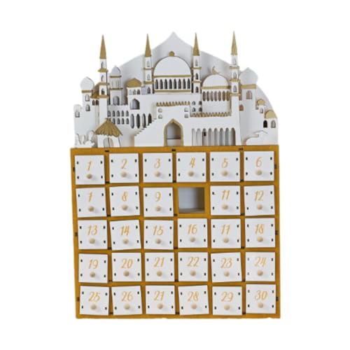 Gcljlmy Ramadan-Dekoration, Holz-LED-Kalender, Sammlerstück, Festival, dekorative Lampe für Tischdekoration, Büro, Bücherregal (Holz) von Gcljlmy