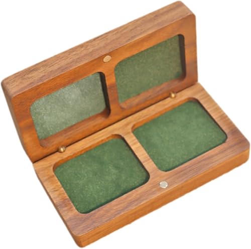 Gcljlmy Ringbox aus Holz, Schmuckschatulle, rustikal, aus schwarzem Walnussholz, als Geschenk für Paare, Ringbox für Jahrestag, Hochzeit, Zeremonie (Grünes Futter) von Gcljlmy