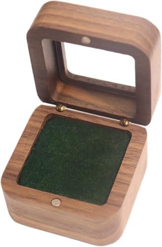 Gcljlmy Ringschatulle aus Holz, Verlobungsringschatulle, Retro-Design, schwarzer, rustikale Schmuckschatulle, Schmuckaufbewahrungsbox für Jahrestage (Grüner Samt) von Gcljlmy