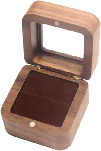Gcljlmy Ringschatulle aus Holz, Verlobungsringschatulle, Retro-Design, schwarzer, rustikale Schmuckschatulle, Schmuckaufbewahrungsbox für Jahrestage (Kaffeesamt) von Gcljlmy