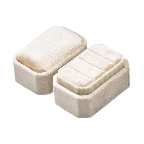 Gcljlmy Schmuckschatulle aus Samt, Schmuckaufbewahrung, Ringschatulle, dekorativ, elegant, tragbare Schmuckaufbewahrungsbox, Schmuck-Organizer (Beige) von Gcljlmy