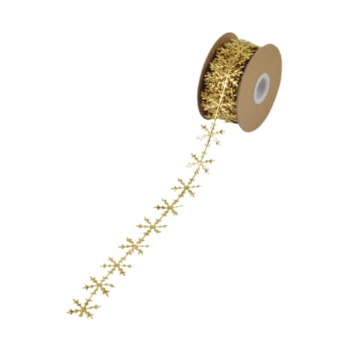 Gcljlmy Weihnachtsband, Hochzeitsdekor, Zubehör, dekoratives 10 m langes Seil, Kranzherstellung für Babyparty, Weihnachtsbaum, Party, Zuhause (Goldene Schneeflocken) von Gcljlmy
