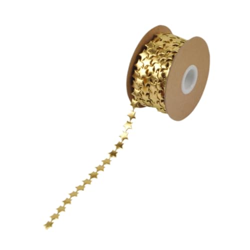 Gcljlmy Weihnachtsband, Hochzeitsdekor, Zubehör, dekoratives 10 m langes Seil, Kranzherstellung für Babyparty, Weihnachtsbaum, Party, Zuhause (Goldene Sterne) von Gcljlmy