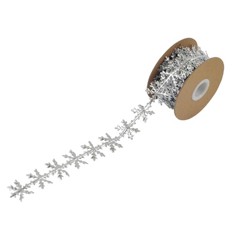 Gcljlmy Weihnachtsband, Hochzeitsdekor, Zubehör, dekoratives 10 m langes Seil, Kranzherstellung für Babyparty, Weihnachtsbaum, Party, Zuhause (Silberne Schneeflocken) von Gcljlmy