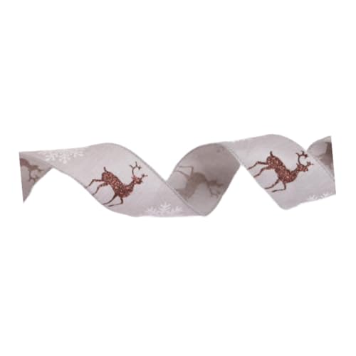 Gcljlmy Weihnachtsband, dekoratives Band, glitzerndes Rentier, 5,1 cm, 10 Meter lang, Weihnachtsdekoration, Leinenband für Feiertagsparty (Grau) von Gcljlmy