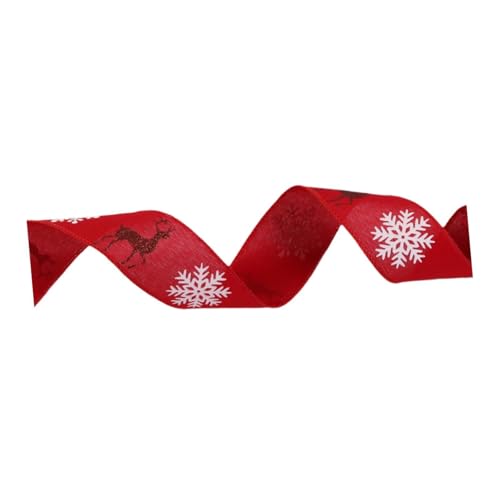 Gcljlmy Weihnachtsband, dekoratives Band, glitzerndes Rentier, 5,1 cm, 10 Meter lang, Weihnachtsdekoration, Leinenband für Feiertagsparty (Rot) von Gcljlmy