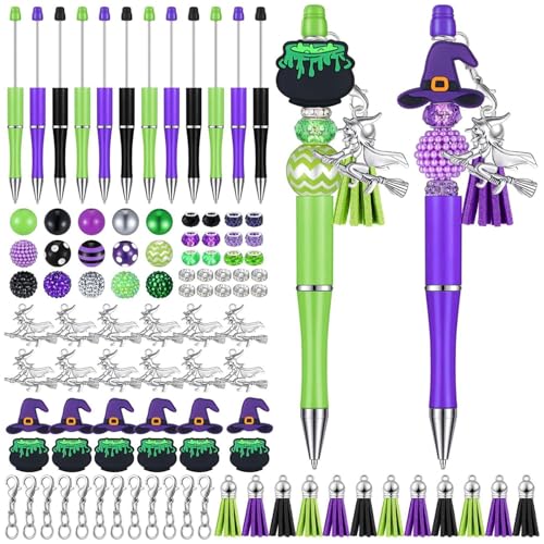 12pcs Perlenstifte Kit Halloween Perlen Stifte mit Perlen Quasten Verschlüsse Anhänger Hexenpenserstellung Kit zum Handwerk DIY 12pcs Perlenstifte Kit Halloween Perlen Stifte mit Perlen Quasten Verschlüsse Anhänger Hexenpenserstellung Kit zum Handwerk DIY von Gcroet