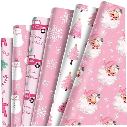 12pcs Weihnachtspapier, 6 Designs Weihnachts -Themenmuster -Wickelpapier für Spielzeug, Bücher, Accessoires oder Süßigkeitenschachteln von Gcroet
