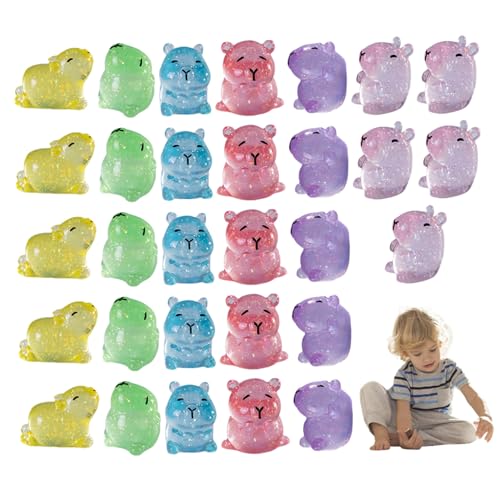 30pcs Mini Capybara Luminöser niedliche winzige Harztiere leuchten in den dunklen Mini -Harz -Figuren für Fairy Garden Micro Landscape Crafts Decors Cake Topper. von Gcroet