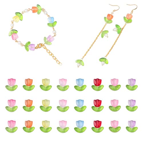 DIY -Armbandperlen, Tulpe DIY Armband Perle Tulip Blume Perle Durchscheinende losen Glasperle für Schmuck Making Day Geschenk ohne Nadel 100pcs DIY -Armbandperlen, Tulpe DIY Armband Perle Tulip Blume Perle Durchscheinende losen Glasperle für Schmuck Making Day Geschenk ohne Nadel 100pcs von Gcroet