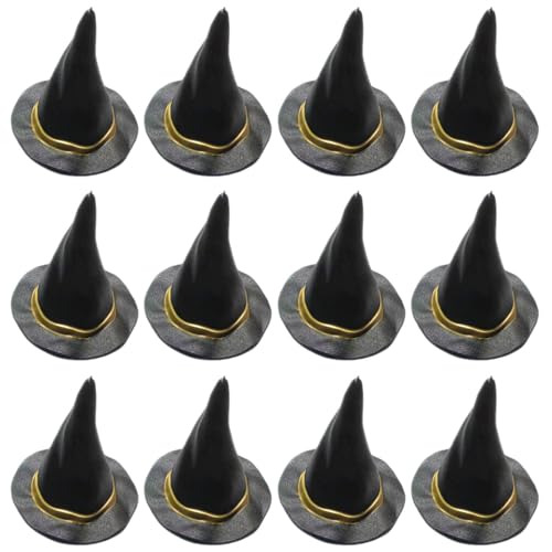 Gcroet 12pcs Hexenhutkuchen -Topper, Plastik Mini Witch Hut, 3x2,8 Zoll Hexenhut Cupcake Topper, Kleiner Hexenhut für DIY Crafts Flaschen -Topper Partyzubehör von Gcroet