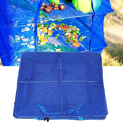 Gcroet 4-Lagige Maschenaufhängung Gemüseschichten Trockennetz Faltbare Maschenkräutertrockner Trockennetz mit Reißverschlüssen Fischgerichte Maschenaufhängung (Blau 35 * 35 * 65Cm) von Gcroet