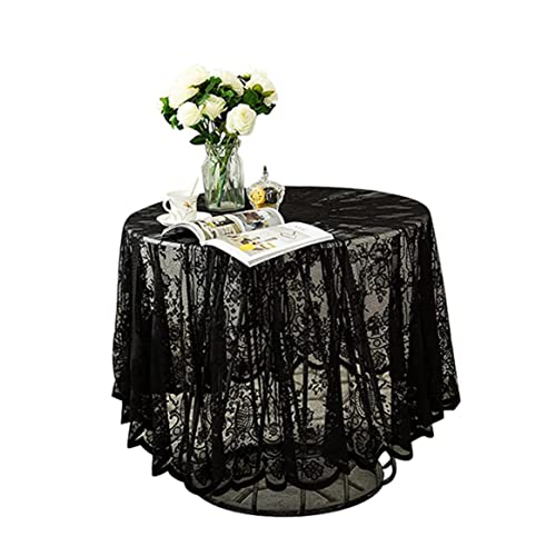 Schwarze Spitzen -Tischdecke bestickte Elegante Blumenmuster Tischtuch rund Overlay Tisch Cover für Hochzeitsfeiern Urlaub Langes Abendessen Wohnkultur Runde 150 .. Schwarze Spitzen -Tischdecke bestickte Elegante Blumenmuster Tischtuch rund Overlay Tisch Cover für Hochzeitsfeiern Urlaub Langes Abendessen Wohnkultur Runde 150 .. von Gcroet