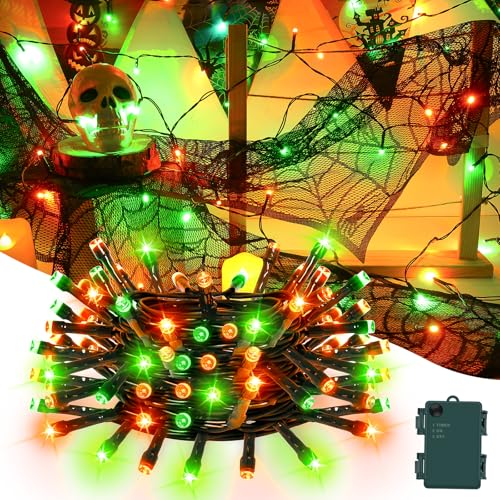 Gcstnn Halloween Deko Lichterkette, 5M 50er LED Orange Grün Innen Außen Lichterketten mit Timer, IP65 Wasserdicht Lichterkette Batterie für Halloween Party Dekoration, Herbst, Veranda, Fenster Gcstnn Halloween Deko Lichterkette, 5M 50er LED Orange Grün Innen Außen Lichterketten mit Timer, IP65 Wasserdicht Lichterkette Batterie für Halloween Party Dekoration, Herbst, Veranda, Fenster von Gcstnn